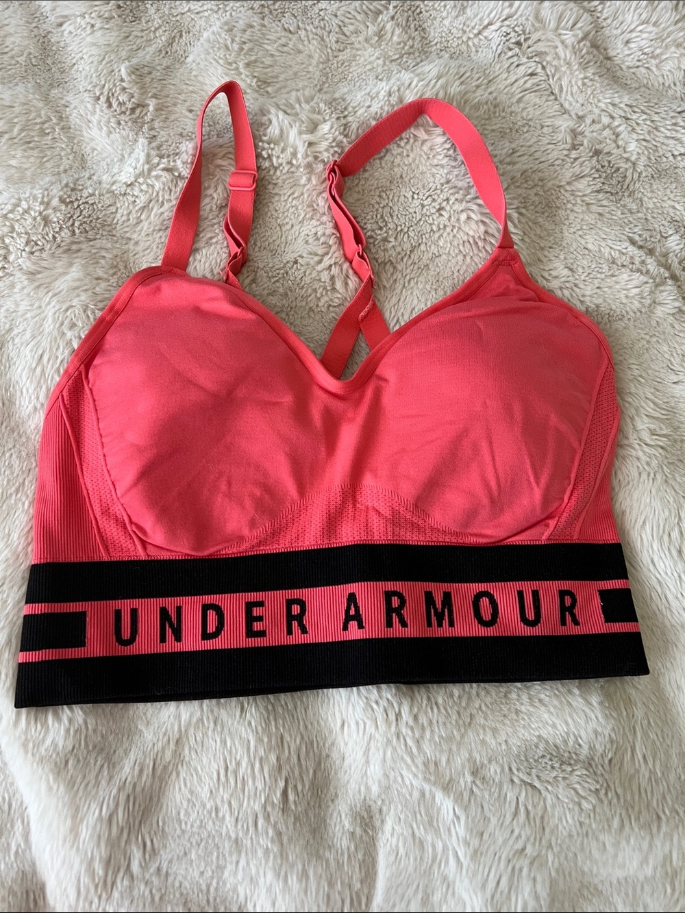 Under Armour Coral-Pink Adjustable Strap Sports Bra